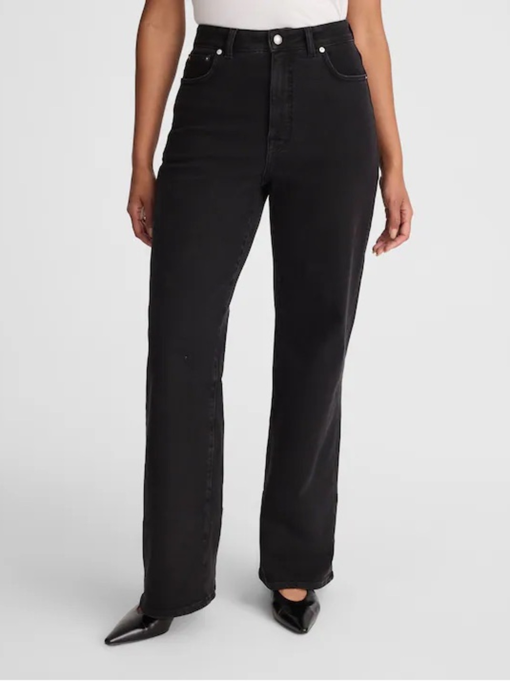 Madewell The Curvy Wide-Leg Jean in Super Stretch Denim in black Size 29